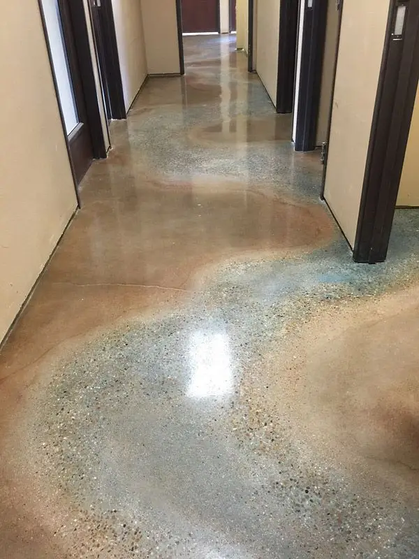 طراحی های ما 13 River Scene Incorporated into Buildings Polished Concrete Floor Before Building Was Constructed Concrete Decor طراحی های ما